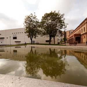 El parque tecnológico Nou Barris se enmarca dentro de Barcelona Activa, agencia de desarrollo económico de la ciudad, ofreciendo apoyo a emprendedores, formación profesional y recursos para impulsar negocios y empleo. Edificio del parque tecnológico y Biblioteca de Nou Barris -Aurora Díaz Plaja.